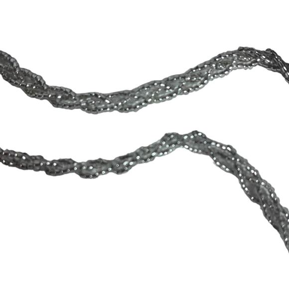 Beaded Silver Metallic Evening Bag with Chain Shoulder Strap Zip Closure Small - Picture 3 of 11